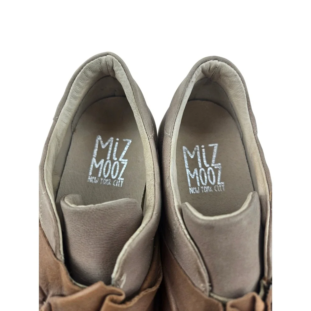 Miz Mooz Women Taupe Leather Knotted Bow Slip On Sneakers EU 39 US 8.5-9 Low Top